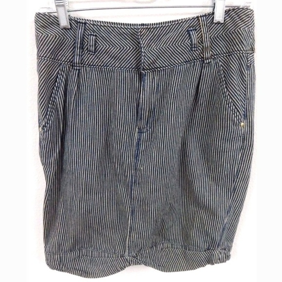 Ett Twa Anthropologie Striped Denim Pencil Skirt - Picture 1 of 3
